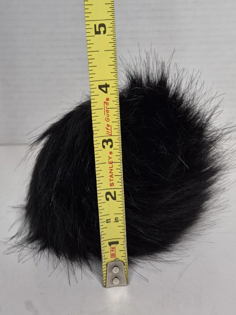 Furry Soft Large Black Puff Ball Keyring